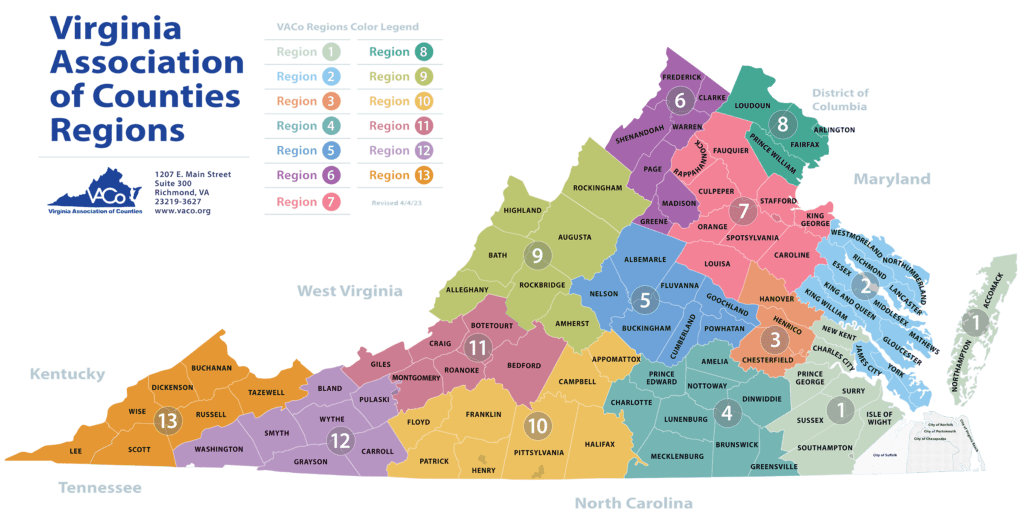 Virginia Association of Counties Regions - Virginia Association of Counties